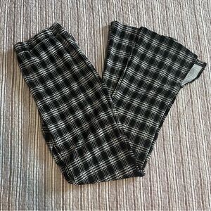 SHEIN Black & White Plaid Elastic Waist Pants